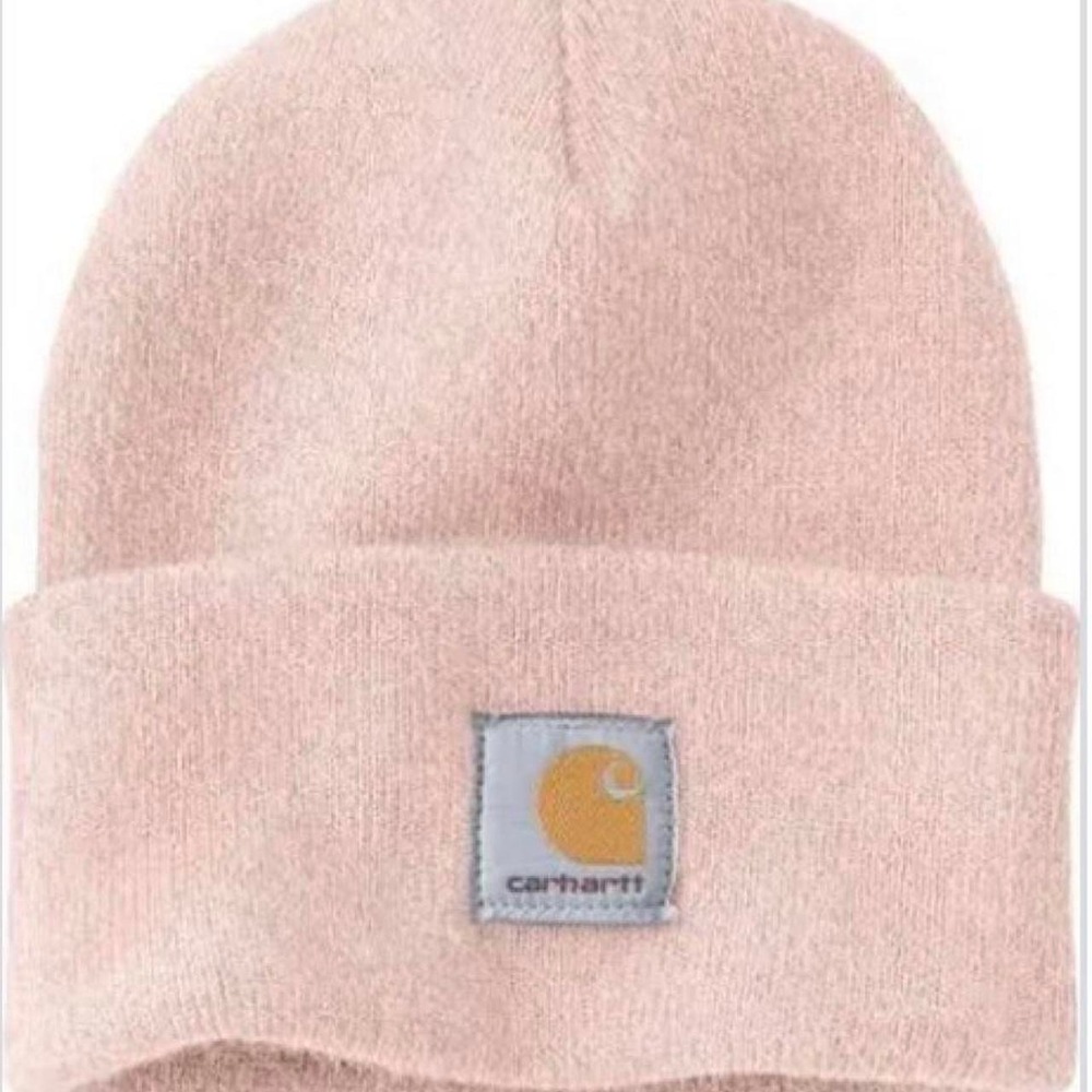 Carhartt Pink Knit Beanie Hat Logo Patch Winter Y2K Streetwear
